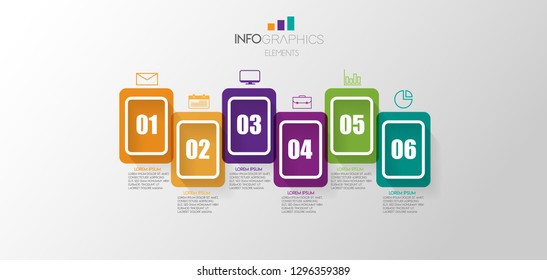 vector illustration Infographic design template with icons and 6 options or steps. Can be used for process, presentations, layout, banner,info graph. 