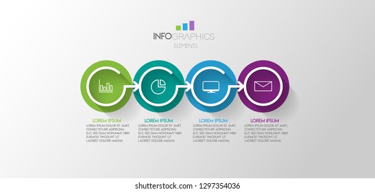vector illustration Infographic design template with icons and 4 options or steps. Can be used for process, presentations, layout, banner,info graph. 