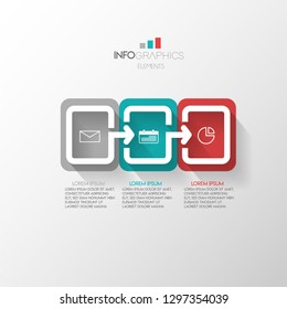 vector illustration Infographic design template with icons and 3 options or steps. Can be used for process, presentations, layout, banner,info graph. 