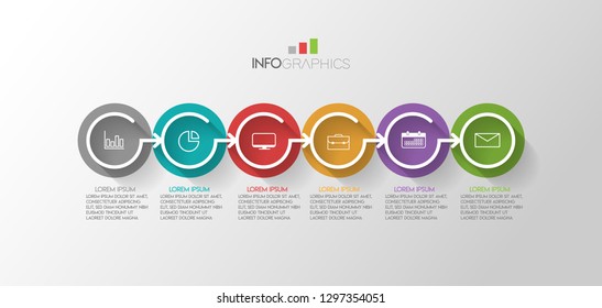 vector illustration Infographic design template with icons and 6 options or steps. Can be used for process, presentations, layout, banner,info graph. 