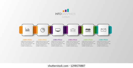 vector illustration Infographic design template with icons and 6 options or steps. Can be used for process, presentations, layout, banner,info graph. 
