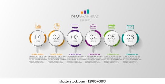 vector illustration Infographic design template with icons and 6 options or steps. Can be used for process, presentations, layout, banner,info graph. 