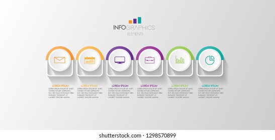 vector illustration Infographic design template with icons and 6 options or steps. Can be used for process, presentations, layout, banner,info graph. 