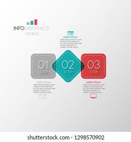 vector illustration Infographic design template with icons and 3 options or steps. Can be used for process, presentations, layout, banner,info graph. 