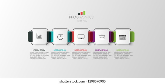 vector illustration Infographic design template with icons and 5 options or steps. Can be used for process, presentations, layout, banner,info graph. 