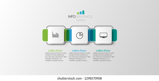 vector illustration Infographic design template with icons and 3 options or steps. Can be used for process, presentations, layout, banner,info graph. 