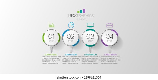 vector illustration Infographic design template with icons and 4 options or steps. Can be used for process, presentations, layout, banner,info graph. 