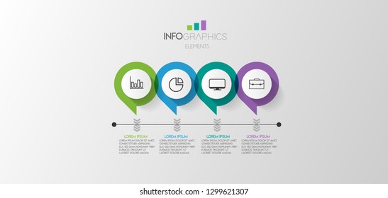 vector illustration Infographic design template with icons and 4 options or steps. Can be used for process, presentations, layout, banner,info graph. 
