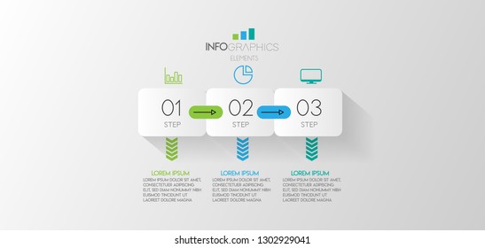 vector illustration Infographic design template with icons and 3 options or steps. Can be used for process, presentations, layout, banner,info graph. 