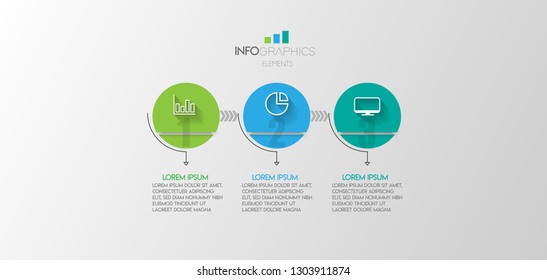 vector illustration Infographic design template with icons and 3 options or steps. Can be used for process, presentations, layout, banner,info graph. 