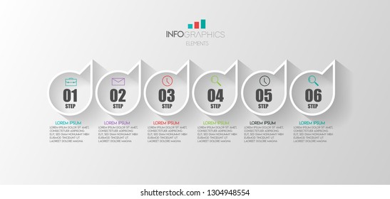 vector illustration Infographic design template with icons and 6 options or steps. Can be used for process, presentations, layout, banner,info graph. 