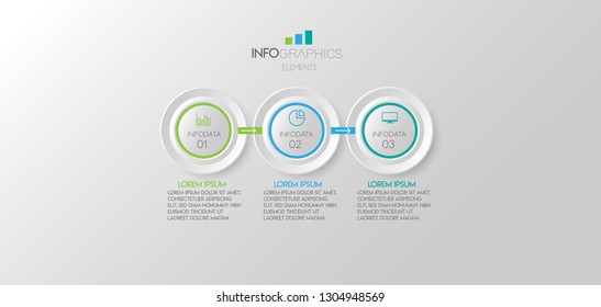 vector illustration Infographic design template with icons and 3 options or steps. Can be used for process, presentations, layout, banner,info graph. 