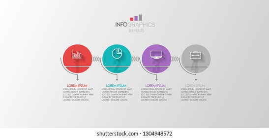 vector illustration Infographic design template with icons and 4 options or steps. Can be used for process, presentations, layout, banner,info graph. 