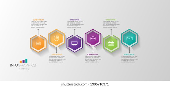 vector illustration Infographic design template with icons and 6 options or steps. Can be used for process, presentations, layout, banner,info graph. 