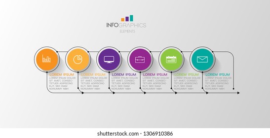 vector illustration Infographic design template with icons and 6 options or steps. Can be used for process, presentations, layout, banner,info graph. 