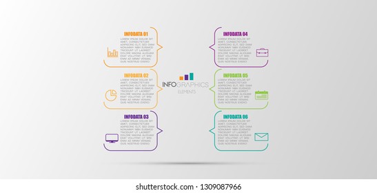vector illustration Infographic design template with icons and 6 options or steps. Can be used for process, presentations, layout, banner,info graph. 