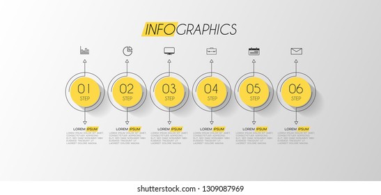 vector illustration Infographic design template with icons and 6 options or steps. Can be used for process, presentations, layout, banner,info graph. 
