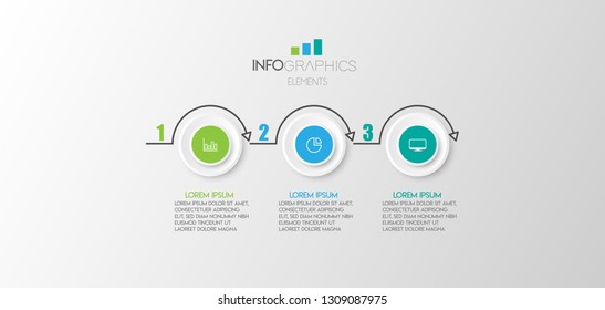 vector illustration Infographic design template with icons and 3 options or steps. Can be used for process, presentations, layout, banner,info graph. 