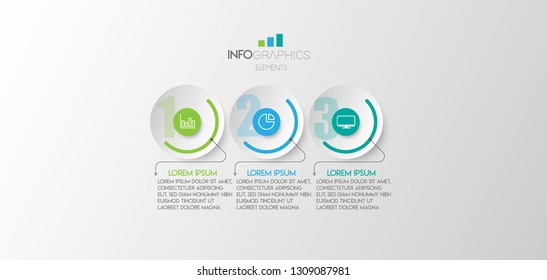 vector illustration Infographic design template with icons and 3 options or steps. Can be used for process, presentations, layout, banner,info graph. 