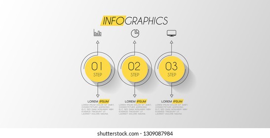 ilustración vectorial Plantilla de diseño infográfico con iconos y 3 opciones o pasos. Se puede utilizar para procesos, presentaciones, diseño, banner, gráfico de información. 