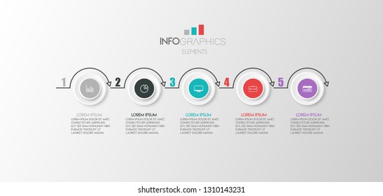 vector illustration Infographic design template with icons and 5 options or steps. Can be used for process, presentations, layout, banner,info graph. 