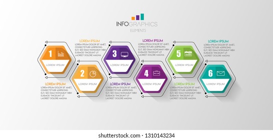 vector illustration Infographic design template with icons and 6 options or steps. Can be used for process, presentations, layout, banner,info graph. 