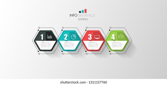 vector illustration Infographic design template with icons and 4 options or steps. Can be used for process, presentations, layout, banner,info graph. 