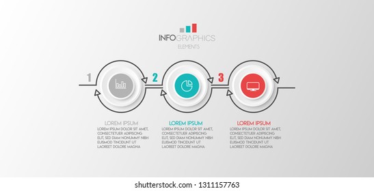 vector illustration Infographic design template with icons and 3 options or steps. Can be used for process, presentations, layout, banner,info graph. 