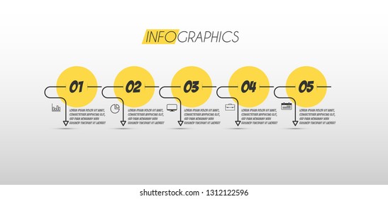 vector illustration Infographic design template with icons and 5 options or steps. Can be used for process, presentations, layout, banner,info graph. 