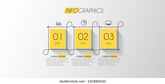 vector illustration Infographic design template with icons and 3 options or steps. Can be used for process, presentations, layout, banner,info graph. 
