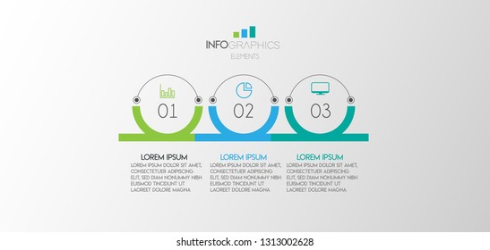 vector illustration Infographic design template with icons and 3 options or steps. Can be used for process, presentations, layout, banner,info graph. 