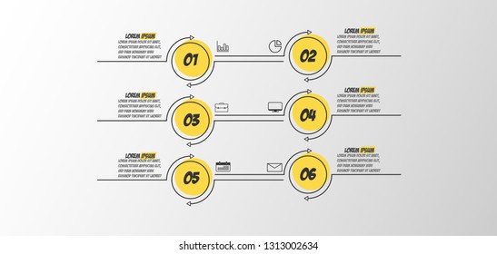 vector illustration Infographic design template with icons and 6 options or steps. Can be used for process, presentations, layout, banner,info graph. 