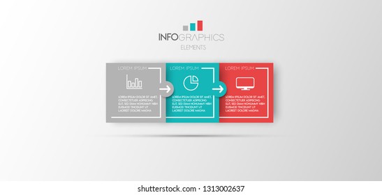 vector illustration Infographic design template with icons and 3 options or steps. Can be used for process, presentations, layout, banner,info graph. 