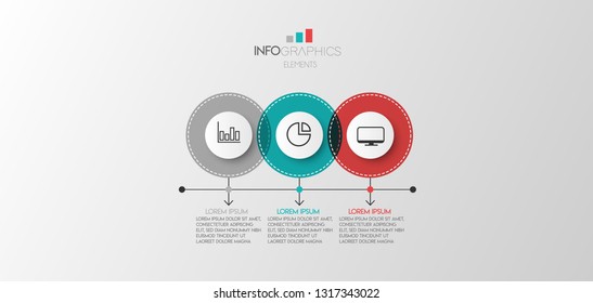 vector illustration Infographic design template with icons and 3 options or steps. Can be used for process, presentations, layout, banner,info graph. 