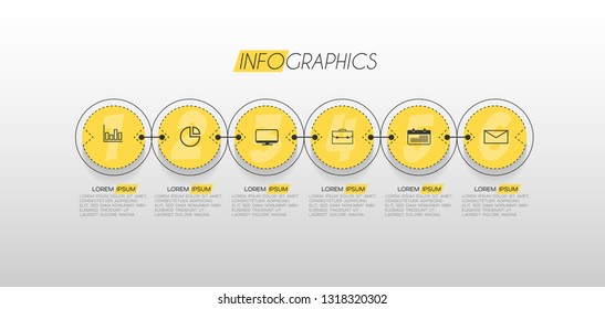 vector illustration Infographic design template with icons and 6 options or steps. Can be used for process, presentations, layout, banner,info graph. 