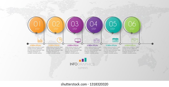 vector illustration Infographic design template with icons and 6 options or steps. Can be used for process, presentations, layout, banner,info graph. 