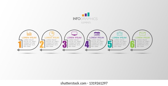 vector illustration Infographic design template with icons and 6 options or steps. Can be used for process, presentations, layout, banner,info graph. 
