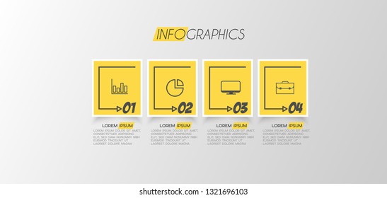 vector illustration Infographic design template with icons and 4 options or steps. Can be used for process, presentations, layout, banner,info graph. 
