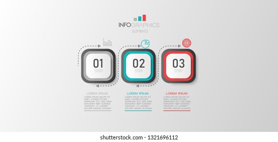 vector illustration Infographic design template with icons and 3 options or steps. Can be used for process, presentations, layout, banner,info graph. 