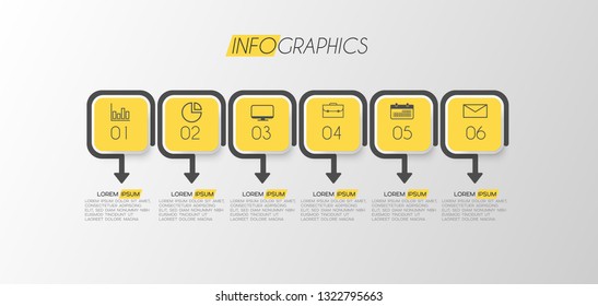 vector illustration Infographic design template with icons and 6 options or steps. Can be used for process, presentations, layout, banner,info graph. 