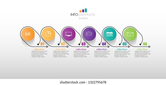 vector illustration Infographic design template with icons and 6 options or steps. Can be used for process, presentations, layout, banner,info graph. 