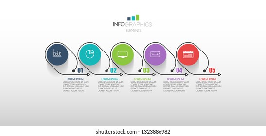 vector illustration Infographic design template with icons and 5 options or steps. Can be used for process, presentations, layout, banner,info graph. 