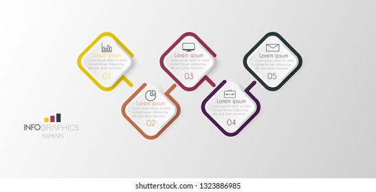 vector illustration Infographic design template with icons and 5 options or steps. Can be used for process, presentations, layout, banner,info graph. 