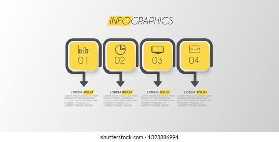 vector illustration Infographic design template with icons and 4 options or steps. Can be used for process, presentations, layout, banner,info graph. 