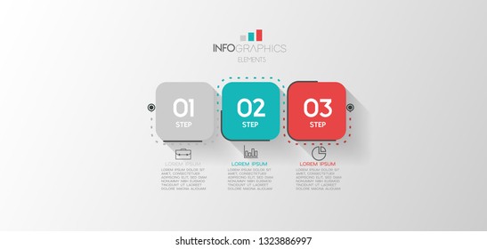 vector illustration Infographic design template with icons and 3 options or steps. Can be used for process, presentations, layout, banner,info graph. 