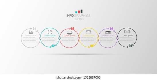 vector illustration Infographic design template with icons and 6 options or steps. Can be used for process, presentations, layout, banner,info graph. 