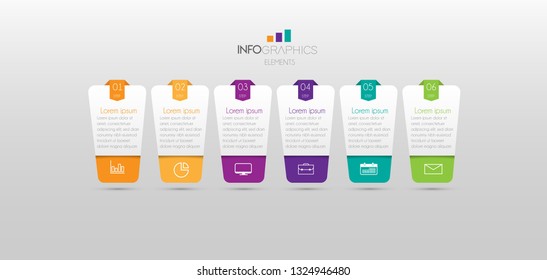 vector illustration Infographic design template with icons and 6 options or steps. Can be used for process, presentations, layout, banner,info graph. 