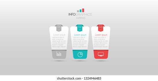 vector illustration Infographic design template with icons and 3 options or steps. Can be used for process, presentations, layout, banner,info graph. 