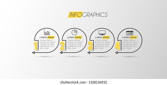 Vector illustration infographic design template with icons and 4 options or steps. business concept. Can be used for process, presentations, diagram, workflow layout, info graph, 