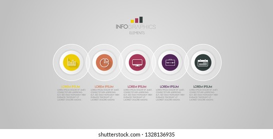 Vector illustration infographic design template with icons and 5 options or steps. business concept. Can be used for process, presentations, diagram, workflow layout, info graph, 